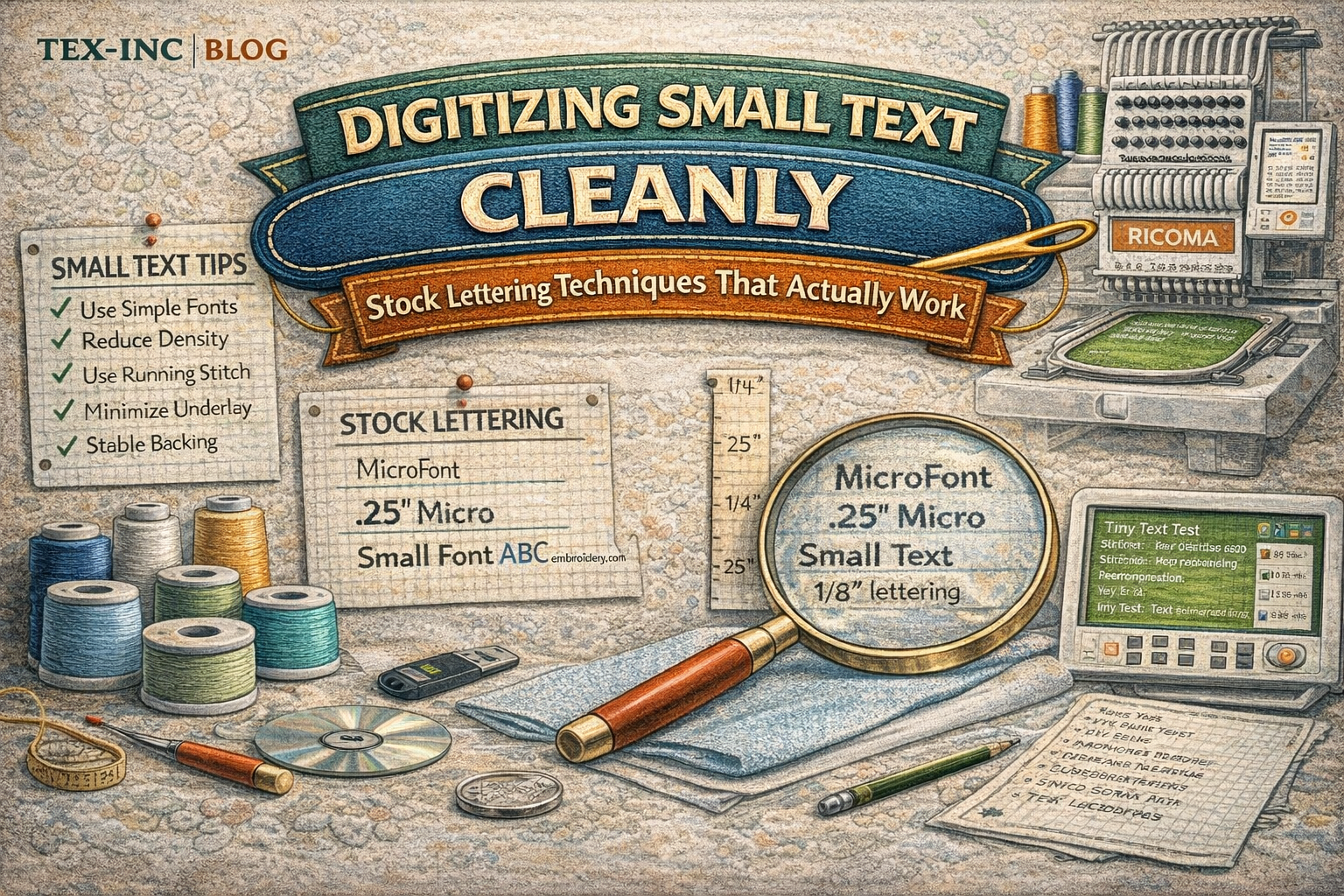 Digitizing Small Text Cleanly: Stock Lettering Tips | TEX Inc
