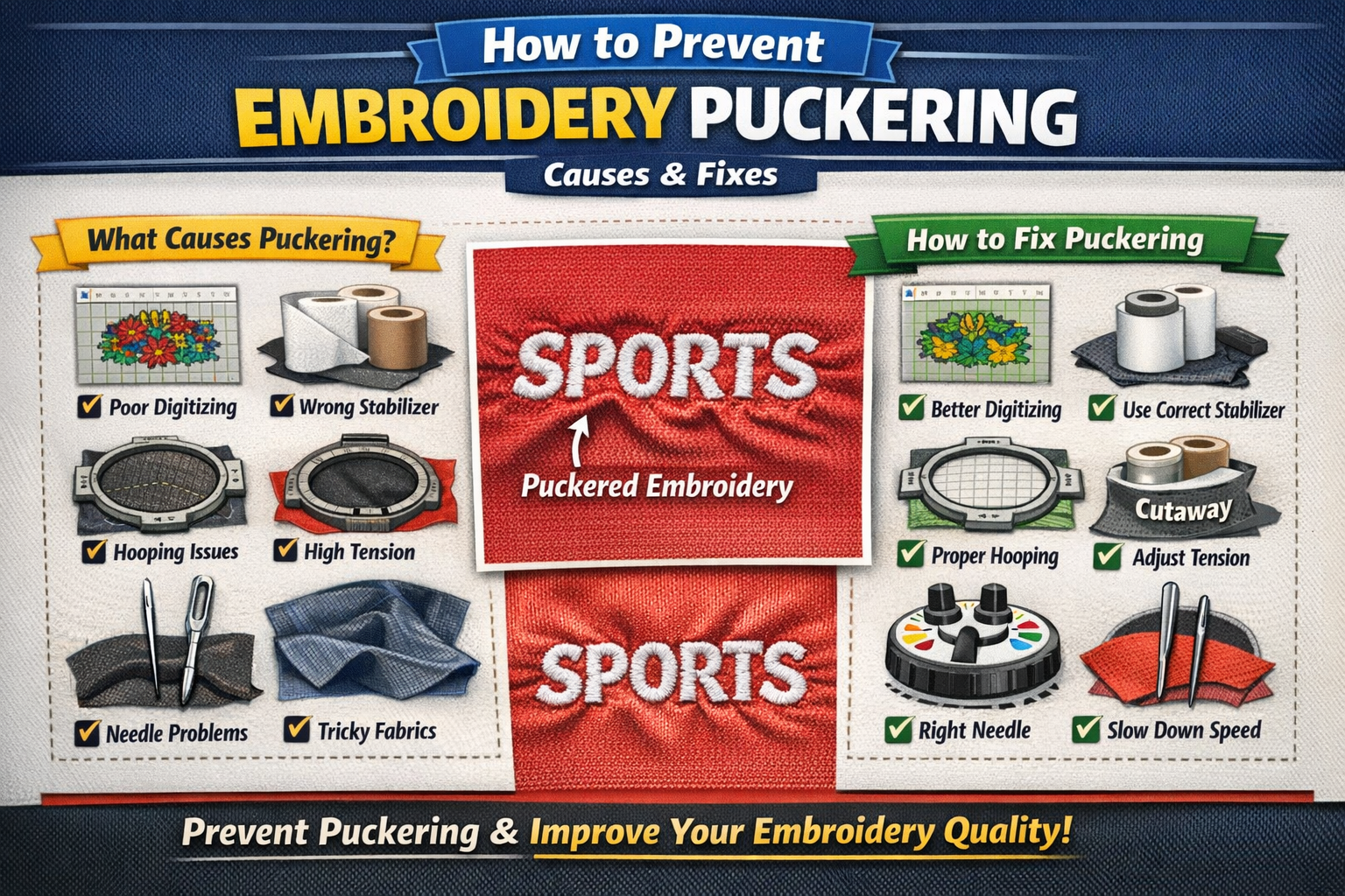 How to Prevent Embroidery Puckering (Causes & Fixes) – TEX Inc
