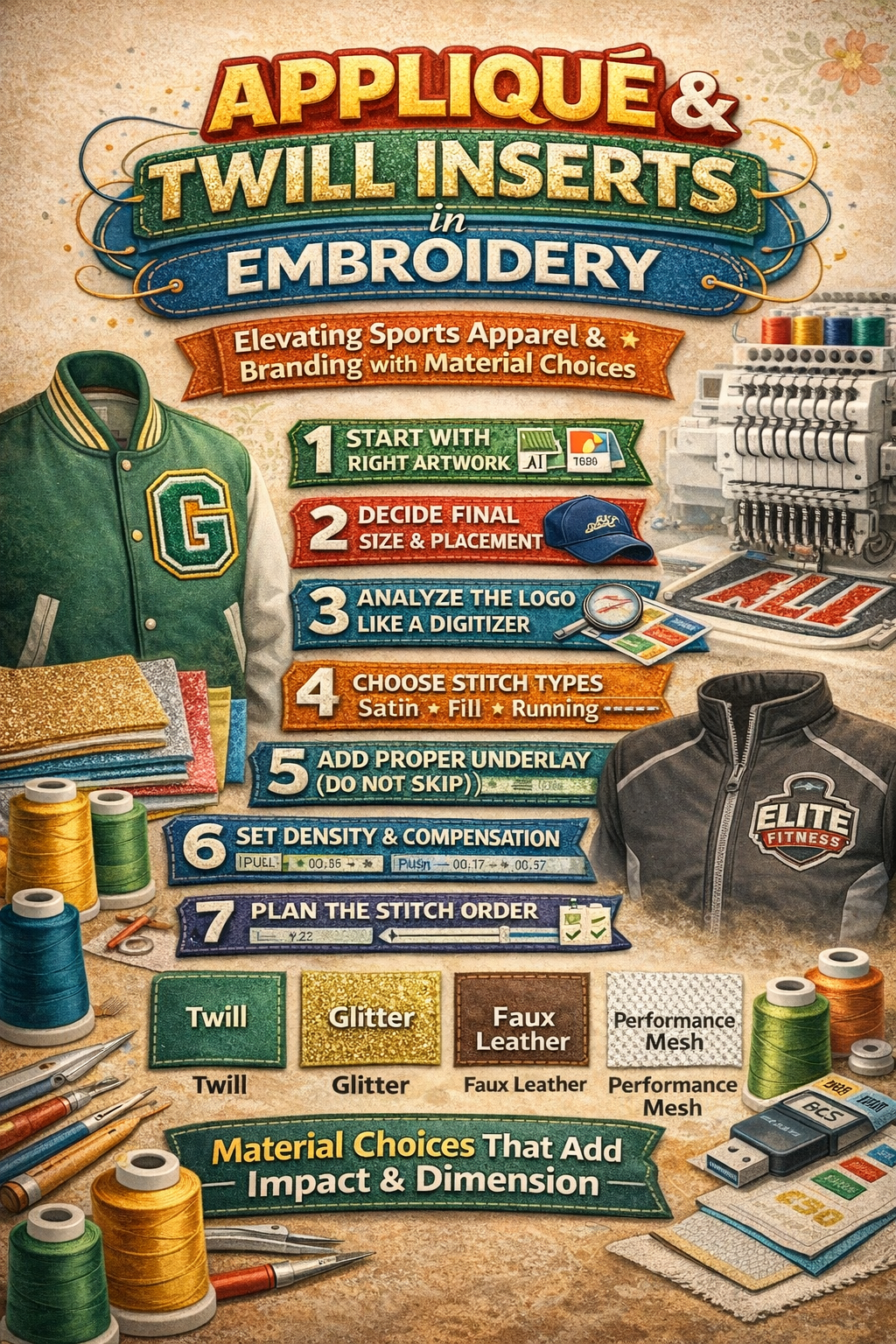 Appliqué & Twill Inserts in Embroidery