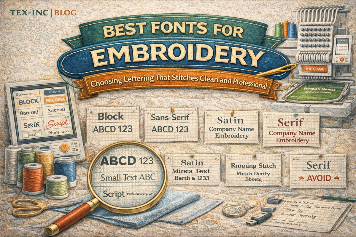 Best Fonts for Embroidery: Clean, Professional Lettering – TEX Inc