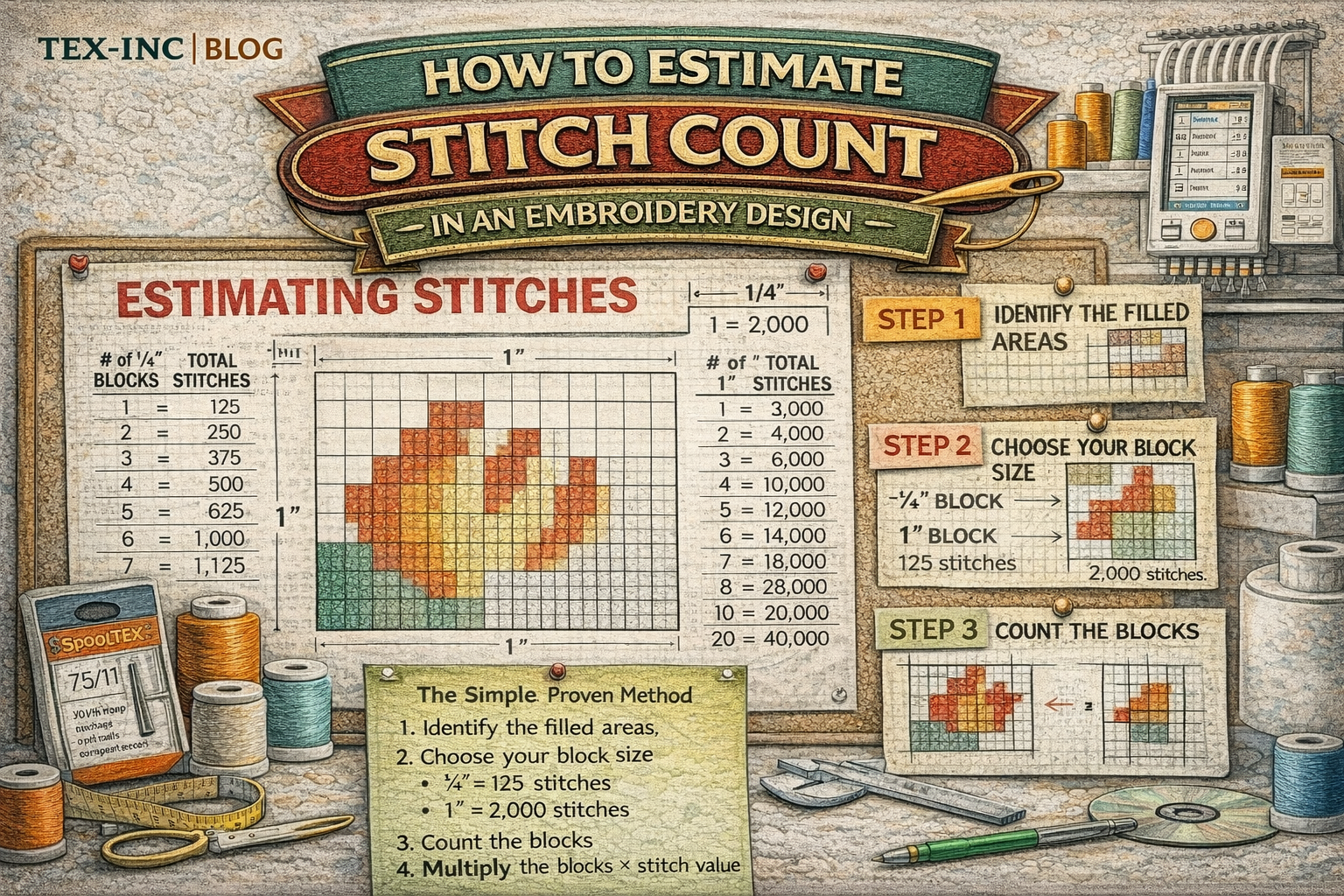 How to Estimate Stitch Count in an Embroidery Design (The Simple, Proven Method)