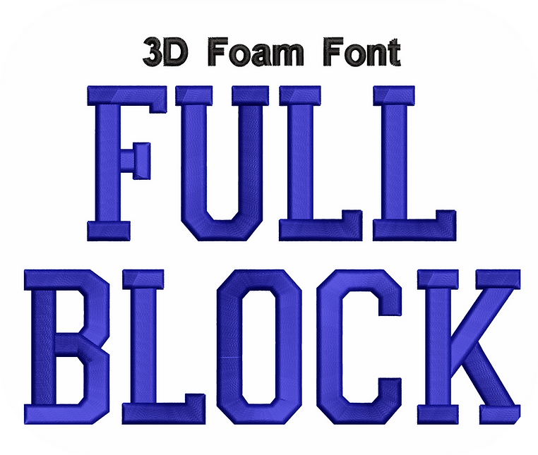 3D Foam Full Block Font 1 Color