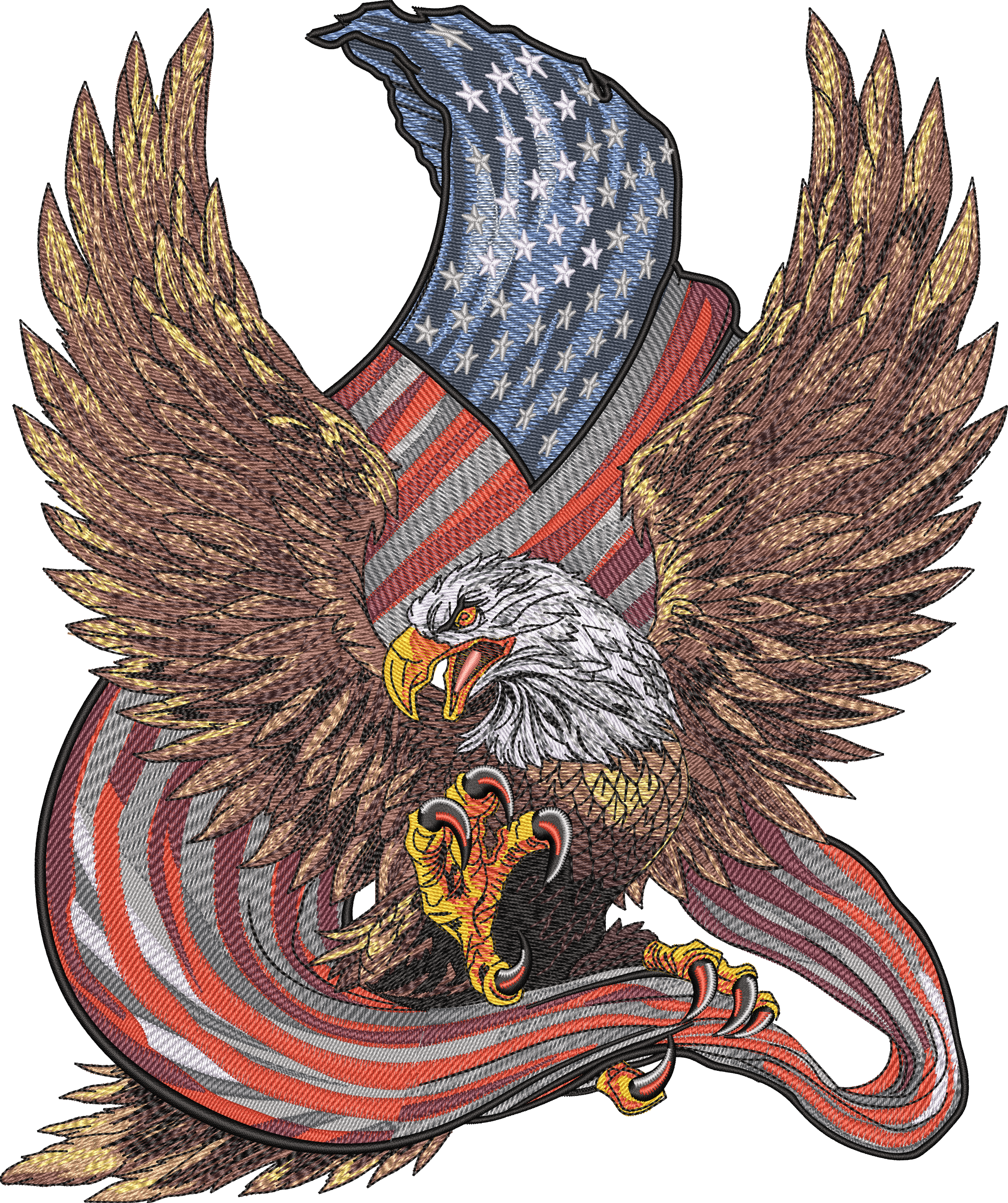 Eagle with American flag design on a white background